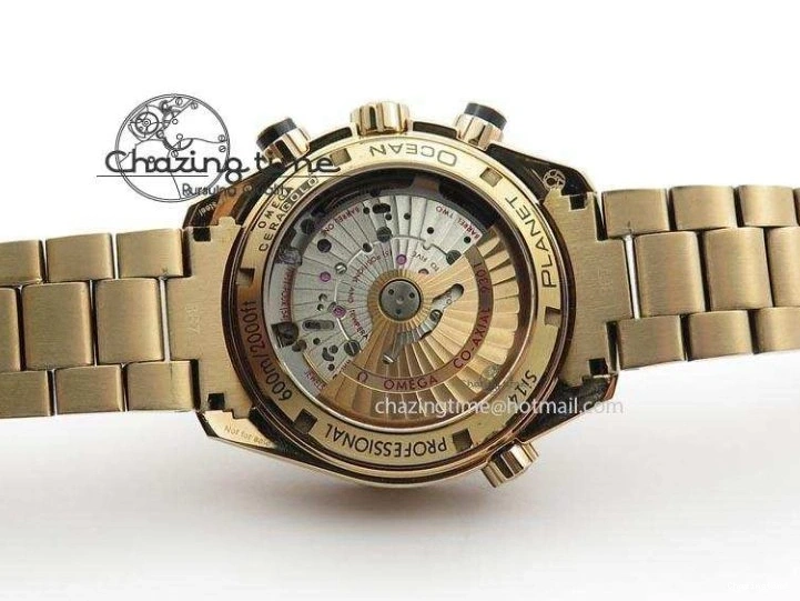 0601 Premium Seamaster Professional Chrono RG Black Ceramic Black Dial On RG Bracelet A 8212